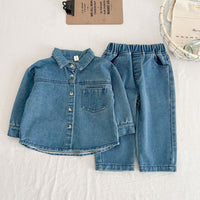 Load image into Gallery viewer, 2 Pieces Set Baby Kid Girls Boys Solid Color Jackets Outwears And Jeans Wholesale 23113057
