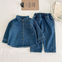 Load image into Gallery viewer, 2 Pieces Set Baby Kid Girls Boys Solid Color Jackets Outwears And Jeans Wholesale 23113057
