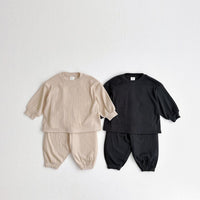 Load image into Gallery viewer, 2 Pieces Set Baby Kid Girls Boys Solid Color Tops And Pants Wholesale 23113060
