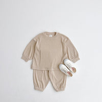 Load image into Gallery viewer, 2 Pieces Set Baby Kid Girls Boys Solid Color Tops And Pants Wholesale 23113060
