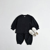 Load image into Gallery viewer, 2 Pieces Set Baby Kid Girls Boys Solid Color Tops And Pants Wholesale 23113060
