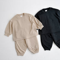 Load image into Gallery viewer, 2 Pieces Set Baby Kid Girls Boys Solid Color Tops And Pants Wholesale 23113060
