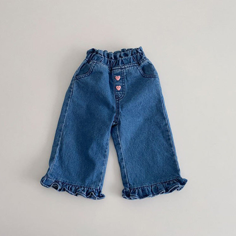 Baby Kid Girls Solid Color Jeans Wholesale 23113066