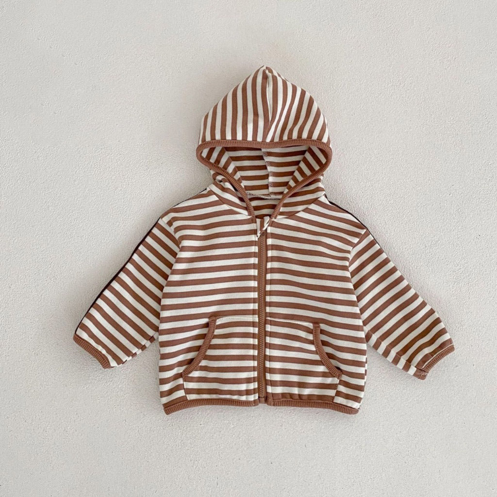 Baby Kid Girls Boys Solid Color Striped Jackets Outwears Wholesale 23113072