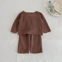 Load image into Gallery viewer, 2 Pieces Set Baby Kid Girls Solid Color Tops And Pants Wholesale 23113084
