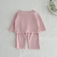 Load image into Gallery viewer, 2 Pieces Set Baby Kid Girls Solid Color Tops And Pants Wholesale 23113084
