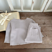 Load image into Gallery viewer, 2 Pieces Set Baby Kid Girls Solid Color Tops And Pants Wholesale 23113084
