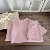 Load image into Gallery viewer, 2 Pieces Set Baby Kid Girls Solid Color Tops And Pants Wholesale 23113084
