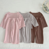 Load image into Gallery viewer, 2 Pieces Set Baby Kid Girls Solid Color Tops And Pants Wholesale 23113084
