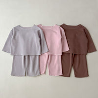 Load image into Gallery viewer, 2 Pieces Set Baby Kid Girls Solid Color Tops And Pants Wholesale 23113084
