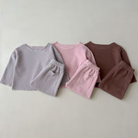 Load image into Gallery viewer, 2 Pieces Set Baby Kid Girls Solid Color Tops And Pants Wholesale 23113084
