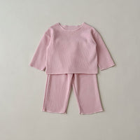 Load image into Gallery viewer, 2 Pieces Set Baby Kid Girls Solid Color Tops And Pants Wholesale 23113084
