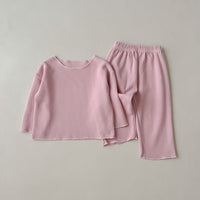 Load image into Gallery viewer, 2 Pieces Set Baby Kid Girls Solid Color Tops And Pants Wholesale 23113084
