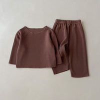 Load image into Gallery viewer, 2 Pieces Set Baby Kid Girls Solid Color Tops And Pants Wholesale 23113084
