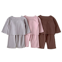 Load image into Gallery viewer, 2 Pieces Set Baby Kid Girls Solid Color Tops And Pants Wholesale 23113084

