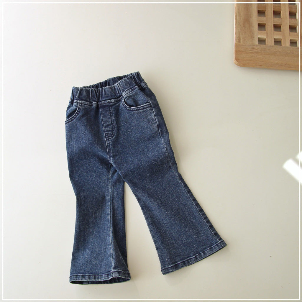 Baby Kid Girls Solid Color Jeans Wholesale 23113088