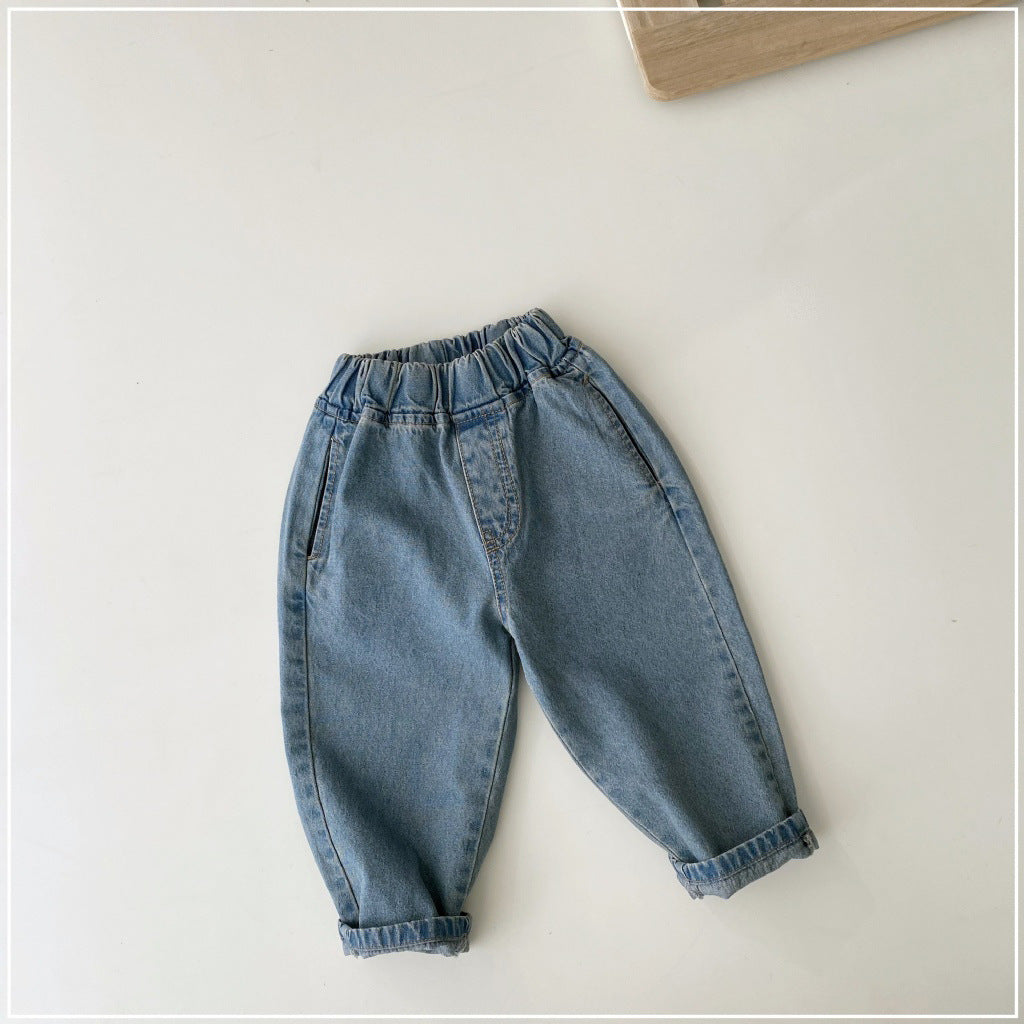 Baby Kid Boys Solid Color Jeans Wholesale 23113089