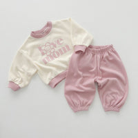 Load image into Gallery viewer, 2 Pieces Set Baby Kid Girls Letters Tops And Solid Color Pants Wholesale 23113093
