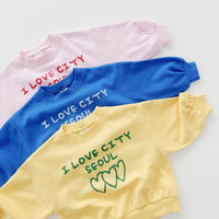 Load image into Gallery viewer, 2 Pieces Set Baby Kid Girls Boys Letters Love heart Tops And Solid Color Pants Wholesale 23113096
