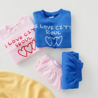Load image into Gallery viewer, 2 Pieces Set Baby Kid Girls Boys Letters Love heart Tops And Solid Color Pants Wholesale 23113096
