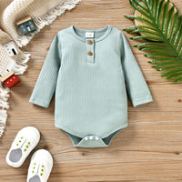 Load image into Gallery viewer, 2 Pieces Set Baby Girls Boys Solid Color Striped Rompers And Pants Wholesale 24011103
