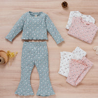 Load image into Gallery viewer, 2 Pieces Set Baby Kid Girls Flower Print Tops And Pants Wholesale 24011104
