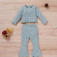 Load image into Gallery viewer, 2 Pieces Set Baby Kid Girls Flower Print Tops And Pants Wholesale 24011104
