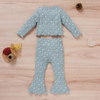 Load image into Gallery viewer, 2 Pieces Set Baby Kid Girls Flower Print Tops And Pants Wholesale 24011104
