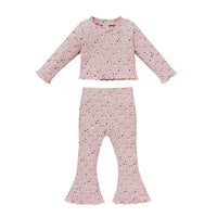 Load image into Gallery viewer, 2 Pieces Set Baby Kid Girls Flower Print Tops And Pants Wholesale 24011104
