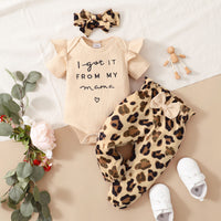 Load image into Gallery viewer, 2 Pieces Set Baby Girls Letters Rompers And Leopard Pants Wholesale 24011105
