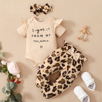 Load image into Gallery viewer, 2 Pieces Set Baby Girls Letters Rompers And Leopard Pants Wholesale 24011105

