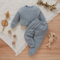 Load image into Gallery viewer, 2 Pieces Set Baby Kid Girls Solid Color Tops And Pants Wholesale 24011106
