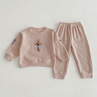 Load image into Gallery viewer, 2 Pieces Set Baby Kid Girls Flower Embroidered Tops And Solid Color Pants Wholesale 240111105
