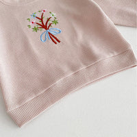 Load image into Gallery viewer, 2 Pieces Set Baby Kid Girls Flower Embroidered Tops And Solid Color Pants Wholesale 240111105
