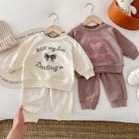Load image into Gallery viewer, 2 Pieces Set Baby Kid Girls Letters Tops And Solid Color Pants Wholesale 240111111
