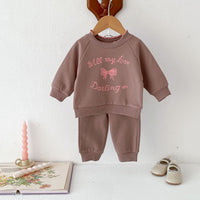 Load image into Gallery viewer, 2 Pieces Set Baby Kid Girls Letters Tops And Solid Color Pants Wholesale 240111111
