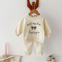 Load image into Gallery viewer, 2 Pieces Set Baby Kid Girls Letters Tops And Solid Color Pants Wholesale 240111111
