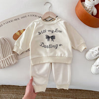 Load image into Gallery viewer, 2 Pieces Set Baby Kid Girls Letters Tops And Solid Color Pants Wholesale 240111111
