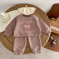 Load image into Gallery viewer, 2 Pieces Set Baby Kid Girls Letters Tops And Solid Color Pants Wholesale 240111111
