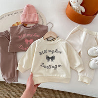 Load image into Gallery viewer, 2 Pieces Set Baby Kid Girls Letters Tops And Solid Color Pants Wholesale 240111111
