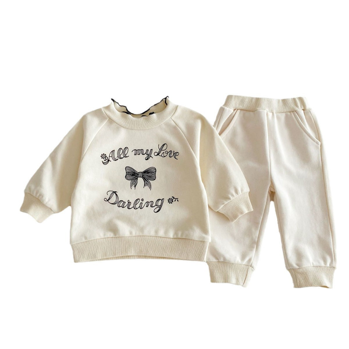 2 Pieces Set Baby Kid Girls Letters Tops And Solid Color Pants Wholesale 240111111