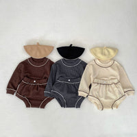 Load image into Gallery viewer, 2 Pieces Set Baby Kid Girls Solid Color Tops And Shorts Wholesale 240111132
