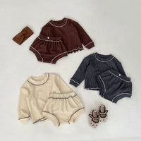 Load image into Gallery viewer, 2 Pieces Set Baby Kid Girls Solid Color Tops And Shorts Wholesale 240111132
