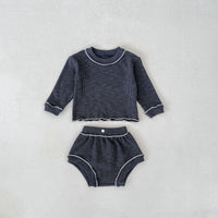 Load image into Gallery viewer, 2 Pieces Set Baby Kid Girls Solid Color Tops And Shorts Wholesale 240111132
