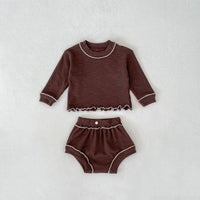 Load image into Gallery viewer, 2 Pieces Set Baby Kid Girls Solid Color Tops And Shorts Wholesale 240111132
