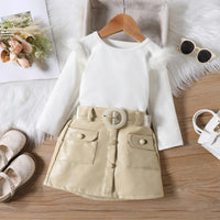 Load image into Gallery viewer, 2 Pieces Set Baby Kid Girls Solid Color Tops And Skirts Wholesale 24011115
