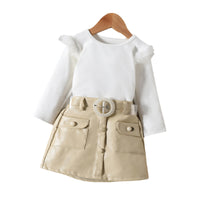 Load image into Gallery viewer, 2 Pieces Set Baby Kid Girls Solid Color Tops And Skirts Wholesale 24011115
