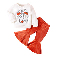 Load image into Gallery viewer, 2 Pieces Set Baby Kid Girls Halloween Letters Print Tops And Solid Color Pants Wholesale 24011116

