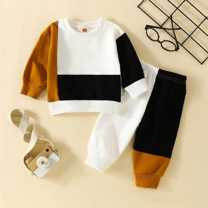 2 Pieces Set Baby Kid Boys Color-blocking Tops And Pants Wholesale 24011120