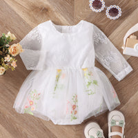 Load image into Gallery viewer, Baby Kid Girls Flower Embroidered Rompers Wholesale 24011122
